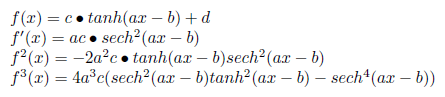 Parameterized equations for the derivatives of a sigmoid function